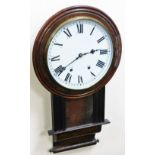 A Victorian walnut cased drop dial wall clock, circular dial bearing Roman numerals, eight day movem