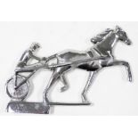An early 20thC chrome plated pony trap car mascot, 19cm wide.