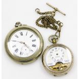 An early 20thC Doxa gentleman's pear cased silver plated pocket watch, keyless wind, circular enamel