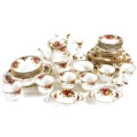 A Royal Albert Old Country Roses porcelain part dinner and tea service, comprising three dinner and