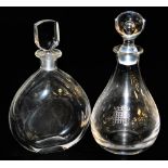 An Orrefors cut glass decanter and stopper, N2497-M, etched mark, 25cm high, and a Dartington Houses