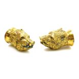 A pair of gold plated Wild Boar salt and pepper shakers, stamped 18ct gold plate, 6cm high.