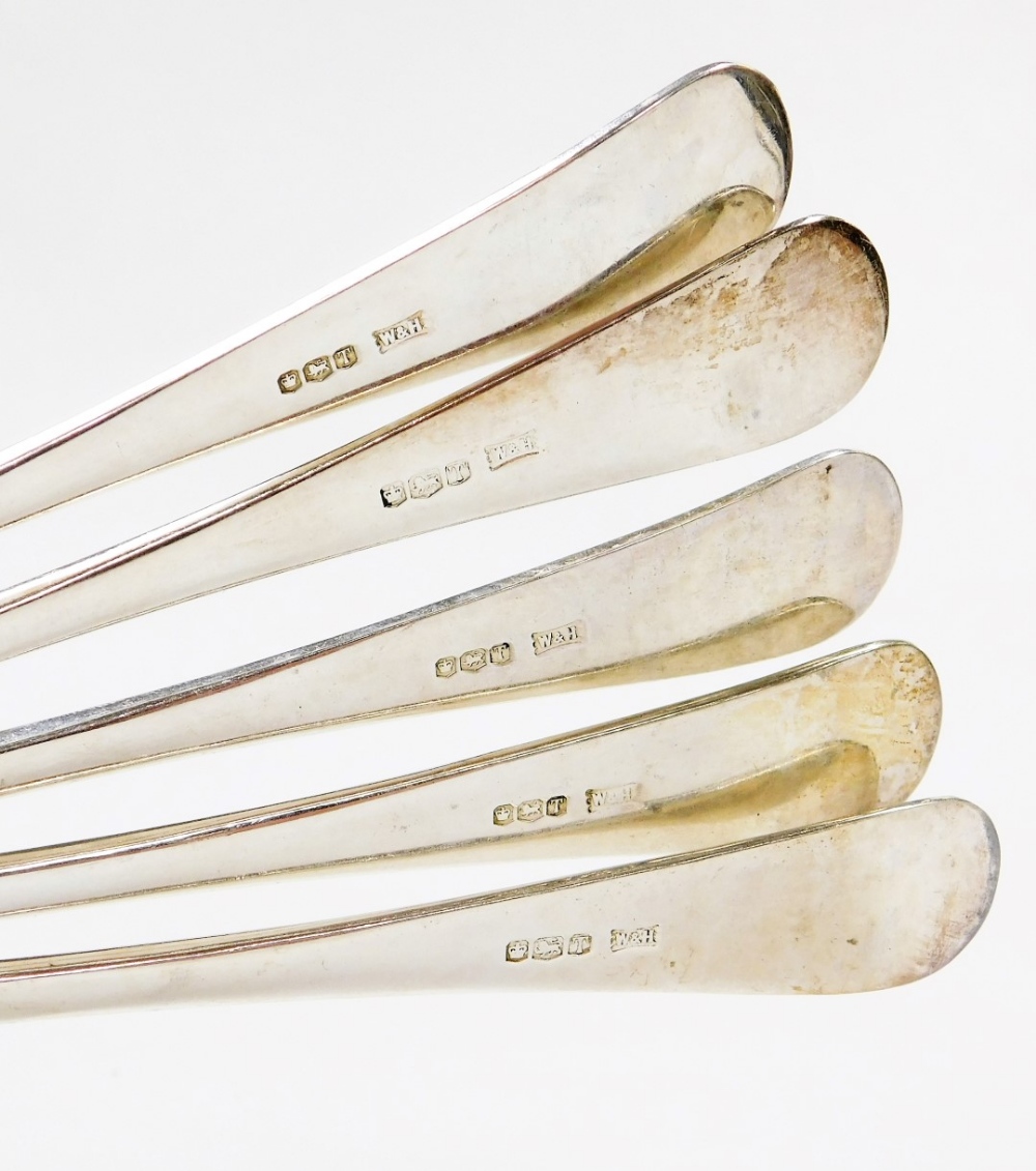 A set of five Old English pattern silver table forks, Walker & Hall, Sheffield 1961, 12½oz. - Image 2 of 2