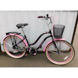 A Elswick Malibu ladies bicycle, in black and pink.