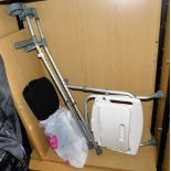 A pair of crutches, mobility seat, etc. (a quantity)