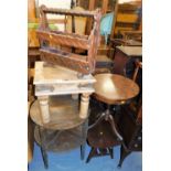 A group of furniture, to include a Eastern hardwood table, with brass rivets and mounts, 40cm high,