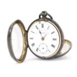 A H G Graves of Sheffield silver Edward VII pocket watch, with white enamel Roman numeric dial and