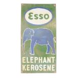 An Esso advertising sign, tin painted with blue, green and white detail, marked Esso Elephant