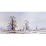Alwyn Crawshaw (20thC School). The Peace of Winter, oil on canvas, 50cm x 100cm, in gilt frame. (AF)