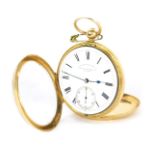 An 18ct gold Camerer Kuss & Co hunter pocket watch, with white enamel Roman numeric dial and seconds