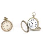 Two pocket watches, comprising silver plated hunter pocket watch, with white enamel Roman numeric