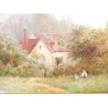 John Bates Noel (1870-1927). Cottage on the Severn, oil on canvas, signed, 22cm x 28cm.