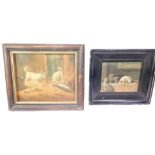 After Landseer. King Charles Spaniels, No 655, oil on canvas, 12cm x 24cm, and another. (2)