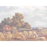 20thC School. Hay baling, oil on canvas, unsigned, 49.5cm x 75cm, in gilt frame.