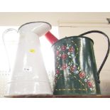 An enamel water jug, and a barge ware watering can. (2)
