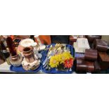 Cased shaving brushes, cutlery, brasswares, crested china, City of Lincoln candlesticks, etc. (3
