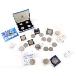 Royal Mint and other coin sets, silver proof pattern collection, pound coin cased set, various crown