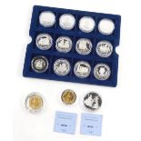 Twelve various silver and other proof coins, to include Victoria Regina Falkland Islands fifty pence