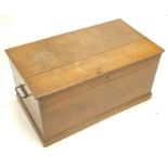 A Victorian oak blanket box, of plain form on a plinth, 85cm wide.