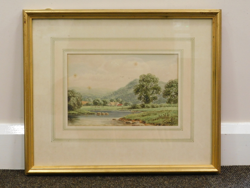 •J. Denny (19th/20thC). River landscape, watercolour, signed, 18cm x 27cm. - Image 2 of 4