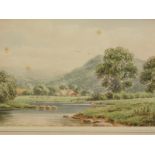 •J. Denny (19th/20thC). River landscape, watercolour, signed, 18cm x 27cm.