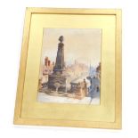 19thC School. Venetian scene, figure of path before canal, watercolour, unsigned, 34cm x 25cm.