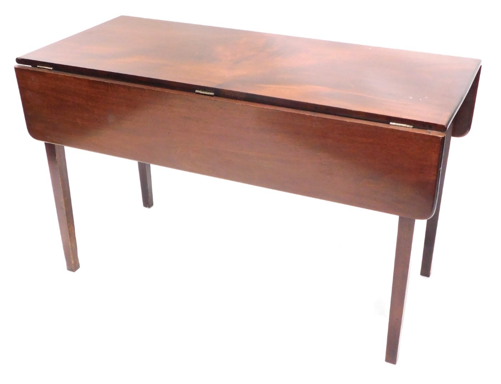 A mahogany drop leaf table, on square tapering legs, 119cm wide.