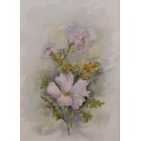•Georgie Dwyer (20thC). Still life, summer flowers, watercolour, signed, label verso, 34cm x 23cm, a