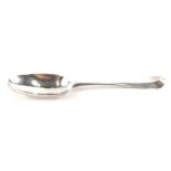 A George III silver dessert spoon, old English pattern, 21cm long, London 1782, 2.25oz.