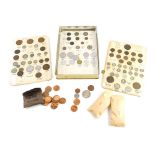 Various coins, tokens, etc., Cornish copper half ounce 1791, various later, small quantity of silver