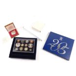 Various proof coin sets, etc., a ten dollar silver proof Republic Of Singapore 10th Anniversary of I