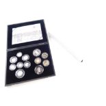 A Royal Mint 2009 silver proof coin set, including Kew Gardens 50 pence, number 3376, with paperwork