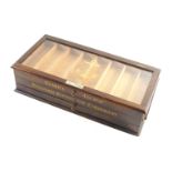 A 19thC Clark's anchor oak haberdashery cotton box, of rectangular form, with hinged glazed lid and