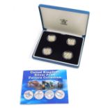 A United Kingdom silver proof pattern coin collection set, silver proof four coins with paperwork, i