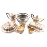 Various silver plated ware, lidded entree dish, lidded vegetable dish, three piece service to includ