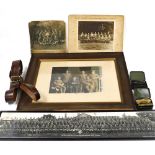 Militaria and other ephemera, comprising a World War I period colour tinted photograph of three gene