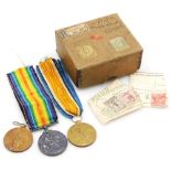 Withdrawn pre sale - Three World War I medals, comprising a War and Victory medal, awarded to Pte. H
