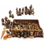 Antique and vintage Black Forest Swiss novelty figures, further Continental figures, etc., in a wood