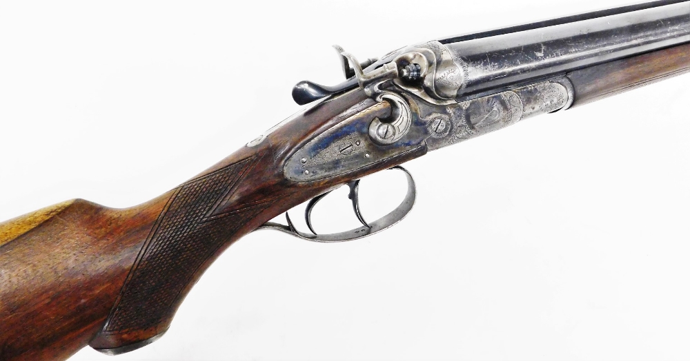 A Boehler Blitz 12 bore side by side shotgun, hammer action, serial no. 10584. NB. A current valid - Bild 2 aus 8