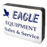 A mid century Eagle Equipment Sales and Service glass advertising sign, electrically lit, 60cm high,