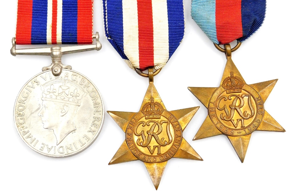 Withdrawn pre sale - Three World War II medals, a France and Germany Star, a 1939-45 Star, and a 193