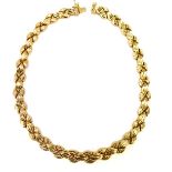 A Pobjoy 9ct gold necklace, of ribbed abstract design, 40cm long, 42.1g all in.