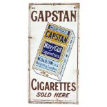 A Capstan Cigarettes metal enamel sign, Capstan's Cigarettes Sold Here, 62cm x 46cm.