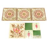 Three late 19thC pottery hearth tiles, Minton style, No F5RDN163780, florally decorated, 15cm wide,
