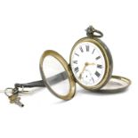 A George V silver pocket watch, with white enamel Roman numeric dial and seconds dial with gold hand