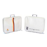 Two Shell Company cream leather travel cases, comprising The Golf Piala PFRPATIH 1985, and The Fift
