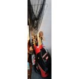 Various golf clubs, walking sticks, fishing net, other sporting equipment, etc. (a quantity)