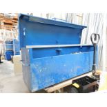 A blue steel site tool security cabinet, 180cm wide, 70cm high, 60cm deep. Note: VAT is payable on t