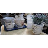 Jardiniere and planters, Spode Trapnell pattern, and others, etc. (1 tray plus)