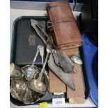 Scientific instruments and plated wares, to include a cased set of measures, a Jay Wess Series scie